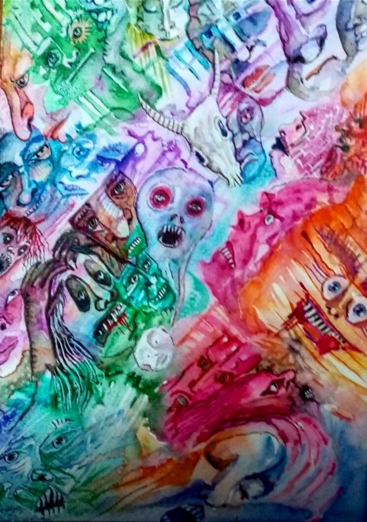 Акварель./ Мгновение перерождения создаёт хаос,чтобы потом создать четкую закономерность...🌀☀️❣️