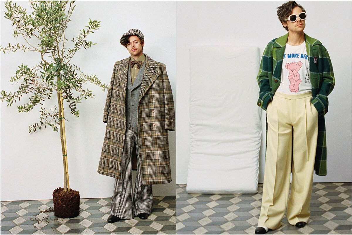 Гарри Стайлс в образах Gucci HA HA HA. Фото: Gucci.com