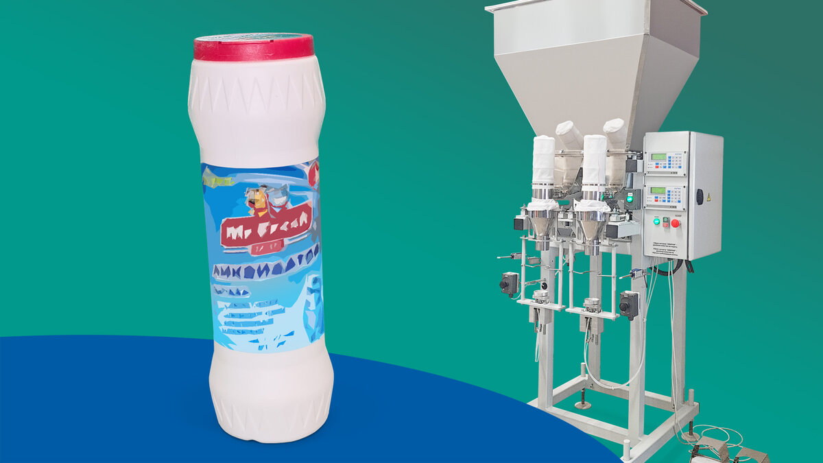 Дозатор сдвоенной конструкции для фасовки порошокв в банки