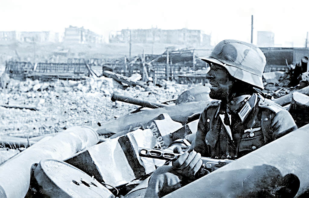 Солдат вермахта на окраинах Сталинграда.