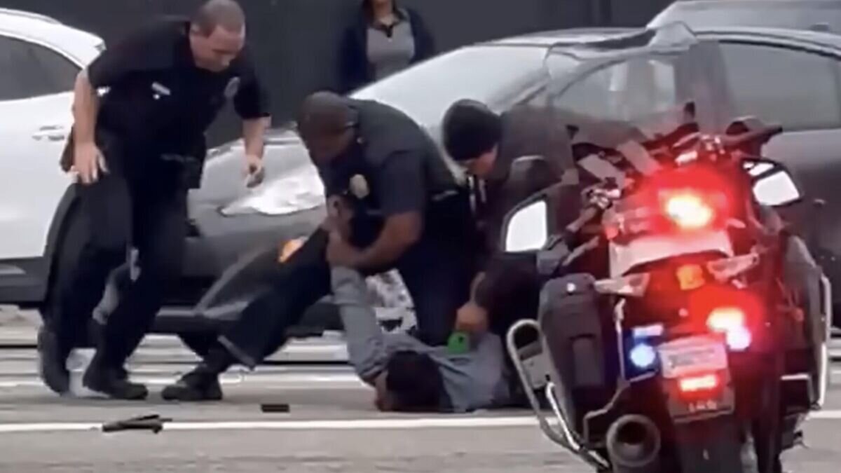    Момент задержания Кинана Андерсона. Скриншот видео очевидца© Los Angeles Police Department