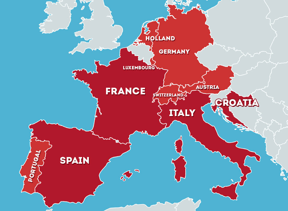 5 европейских областей. Италия и Германия на карте. Карта Франции Италии Испании. Франция Германия Италия на карте. Франция и Германия на карте.