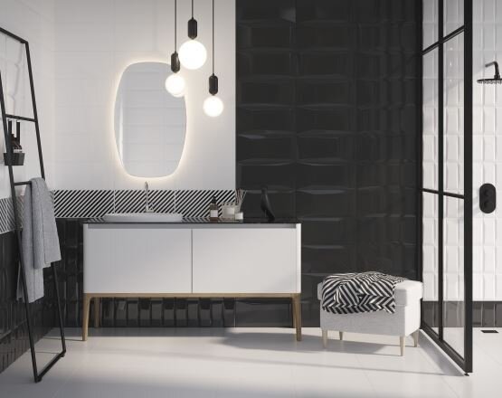 Декор Cersanit Evolution EV2G442 20*44 черно-белый