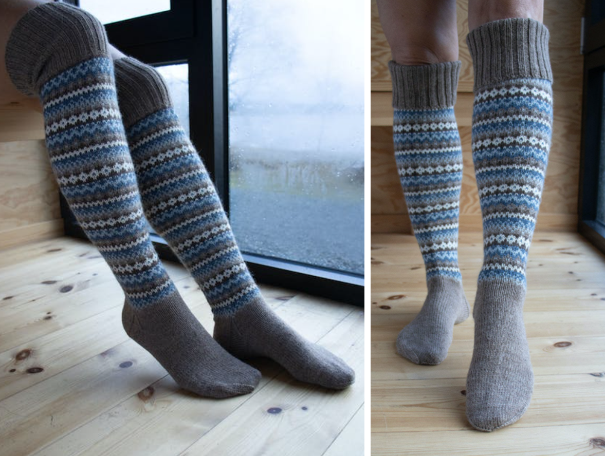 Отсюда: https://www.houseofyarn.no/oppskrifter/frost-knestromper-brun