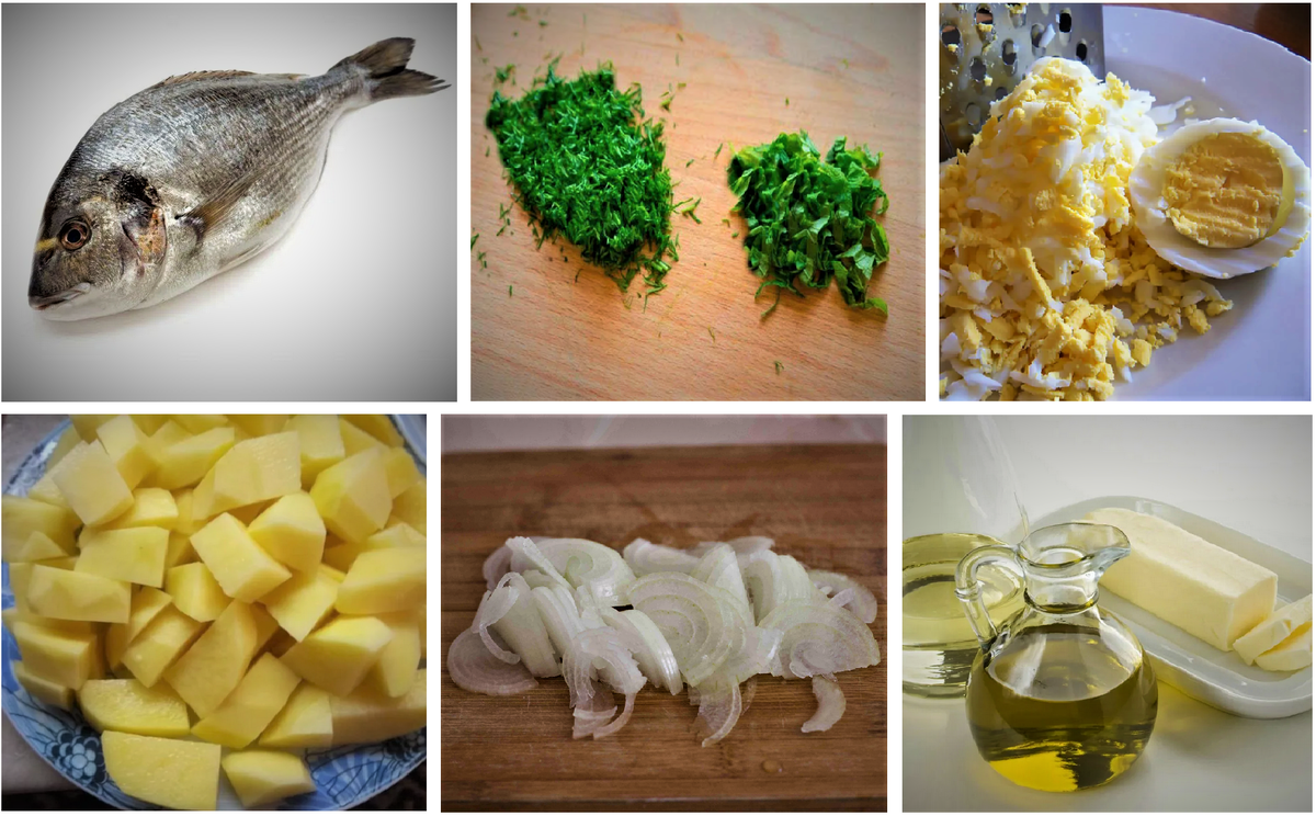 Фото с изображением продуктов применяемых в приготовлении "Рыбы запеченной в пергаменте".