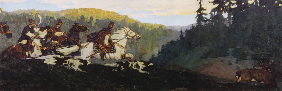 Княжья охота, утро. Картина Николая Рериха. 1901 год
