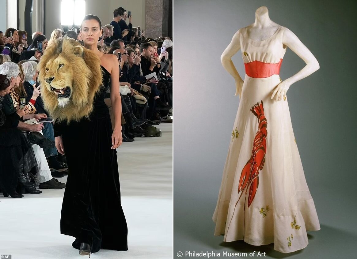 Почувствуй разницу: справа творение нынешнего креативного директора Schiaparelli Дэниела Розберри, а слева — платье, которое создала мадам Скиапарелли