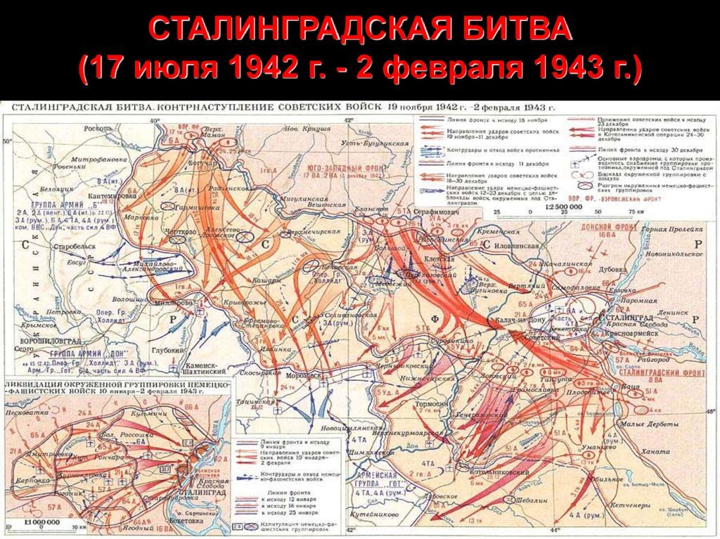 Карта 1942 года сталинградская область