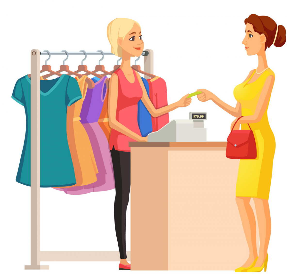 Shop assistant dialogue. Продавец одежды. Продавец и покупатель. Одежда клипарт. Покупатель в магазине.