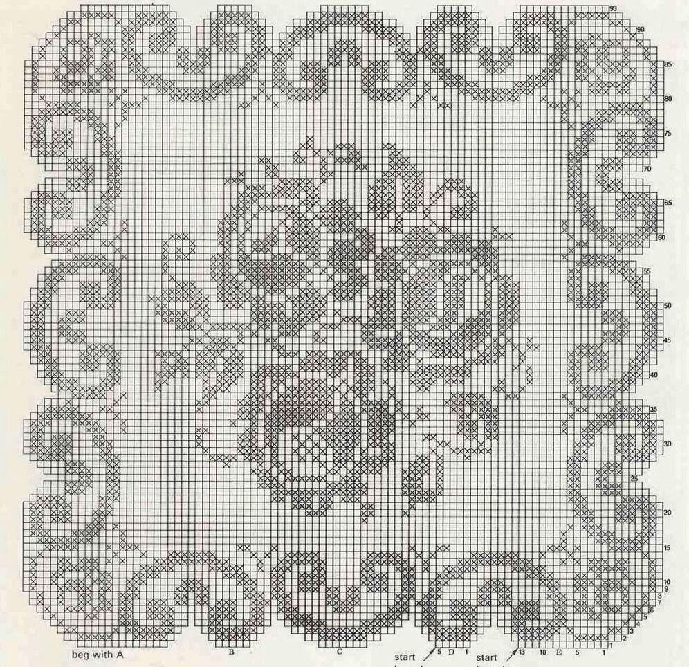 Филейная сетка: вяжем скатерти и салфетки с цветами. Подборка схем ...