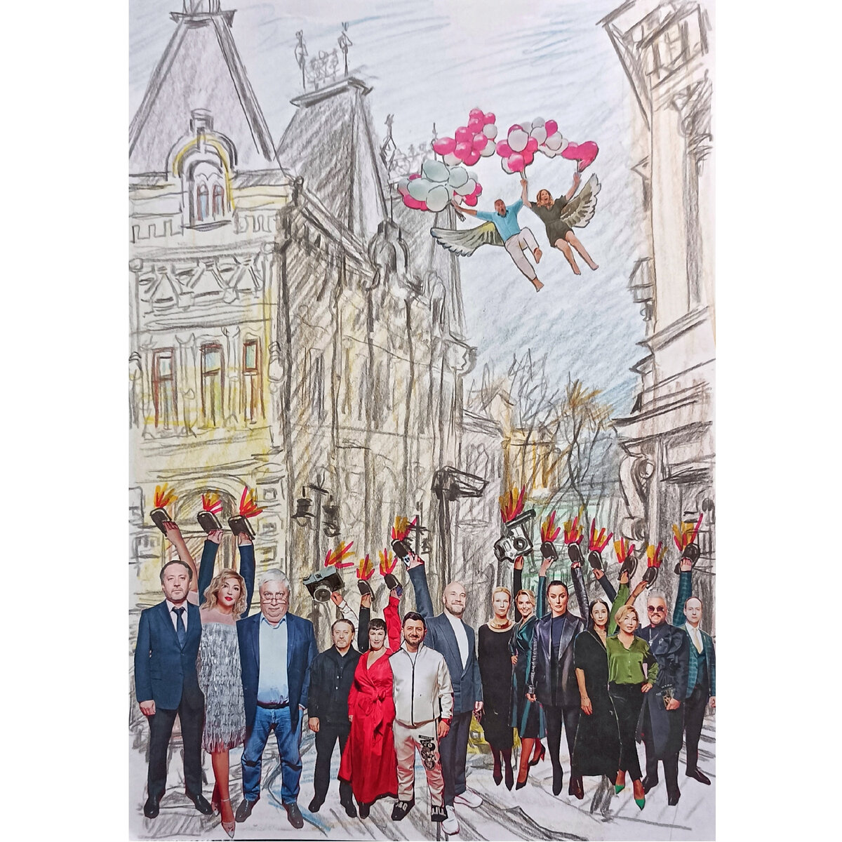 Коллаж, смешанная техника (работа на пленэре+коллаж), Ирина Николаева