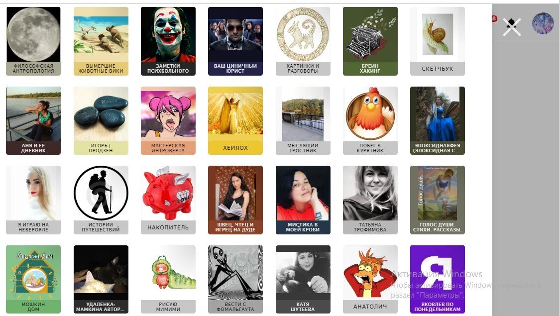 Небольшой "кусочек" моих подписок на Дзене. Скриншот с компьютера