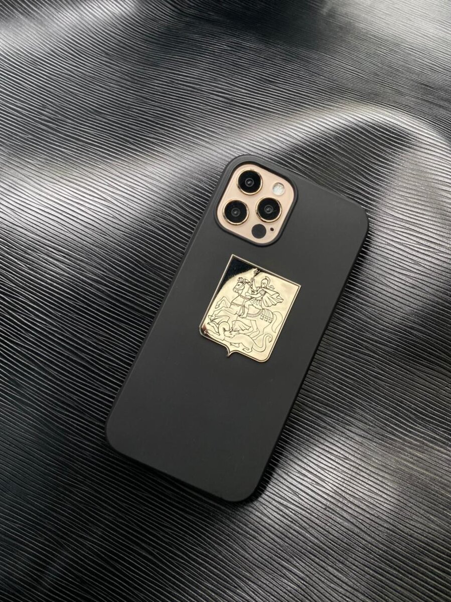 Противоударный, чёрный силиконовый чехол Apple MagSafe с гербом М.О Mobcase 1461 для iPhone 12 Pro