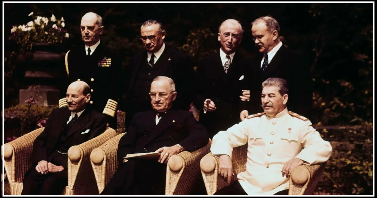Сталин и лидеры США и Англии на Потсдамской конференции 1945 года (изображение взято из открытых источников)