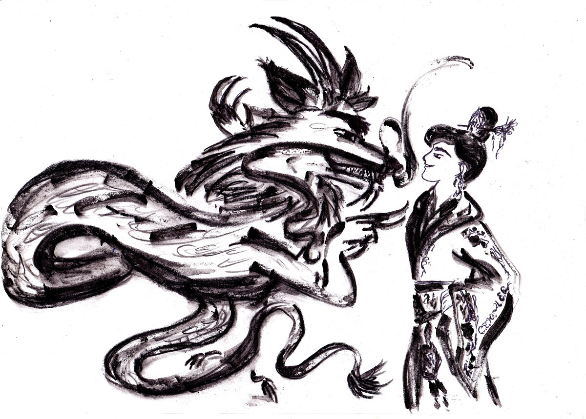 Авторская иллюстрация к повести "Старый шаман" - подпись С.Е.Ю.-Ч.Е.С.