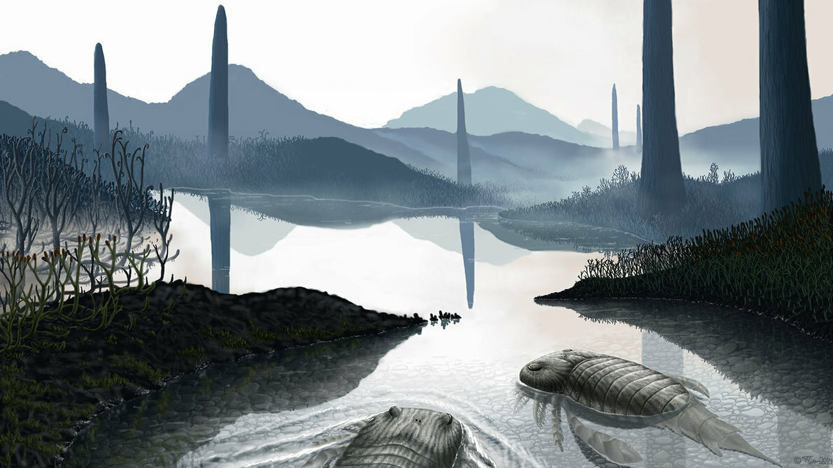 Пейзаж Силурийского (444-419 тыс. лет назад) период. 