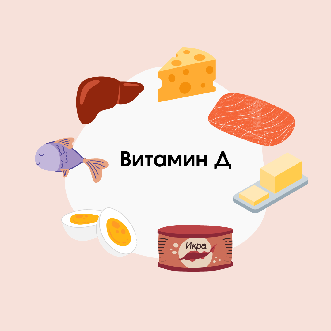 Продукты питания, содержащие витамин Д.