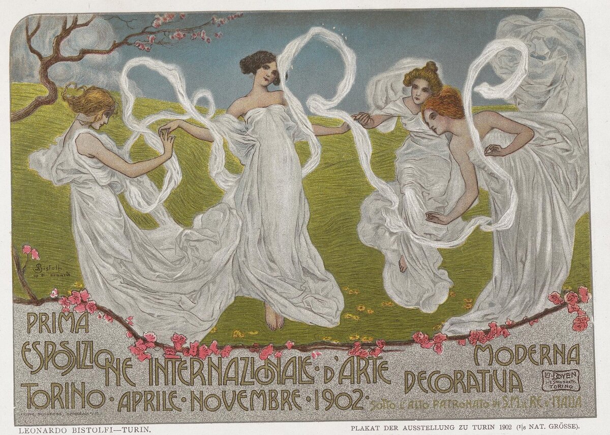 Плакат для Туринской выставки 1902 года, Леонардо Бистольфи, 1902 год