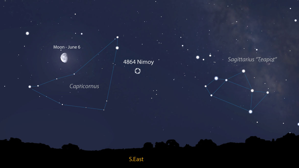 Текущее положение астероида на звездном небе 
Изображение: Stellarium