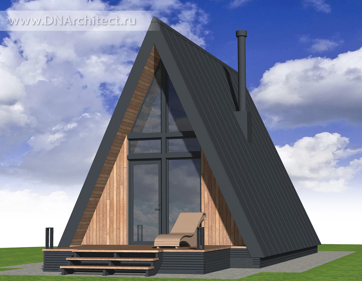 Дом-шалаш - задний фасад