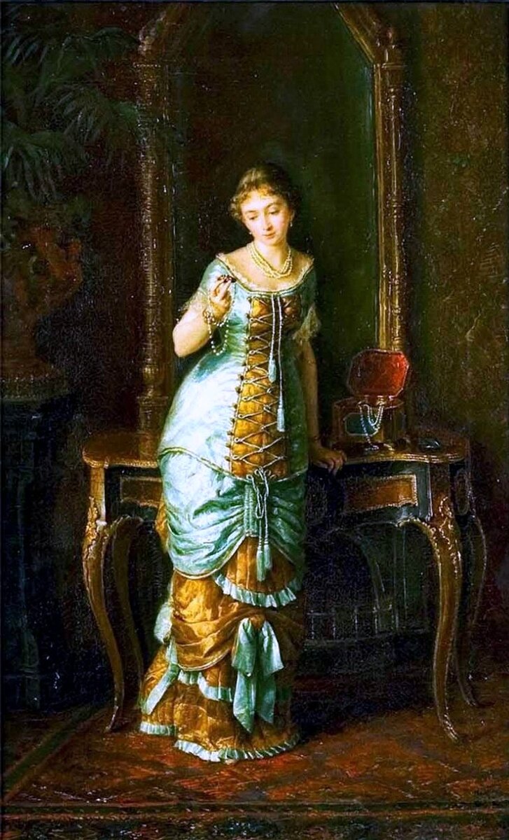 "У зеркала (Девушка с ожерельем)" (1884)