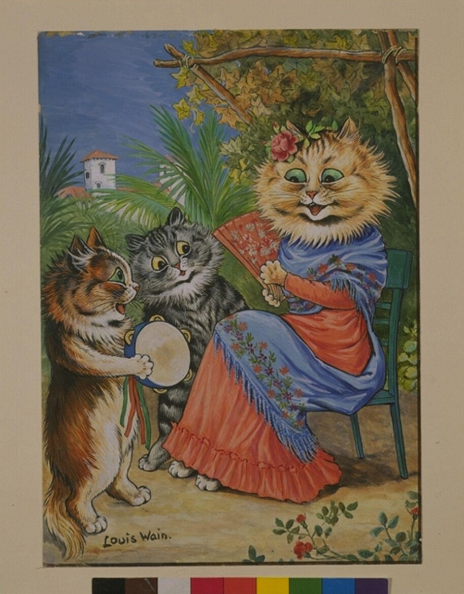 Louis Wain. In Sunny Spain. 1910-1920. Victoria and Albert Museum