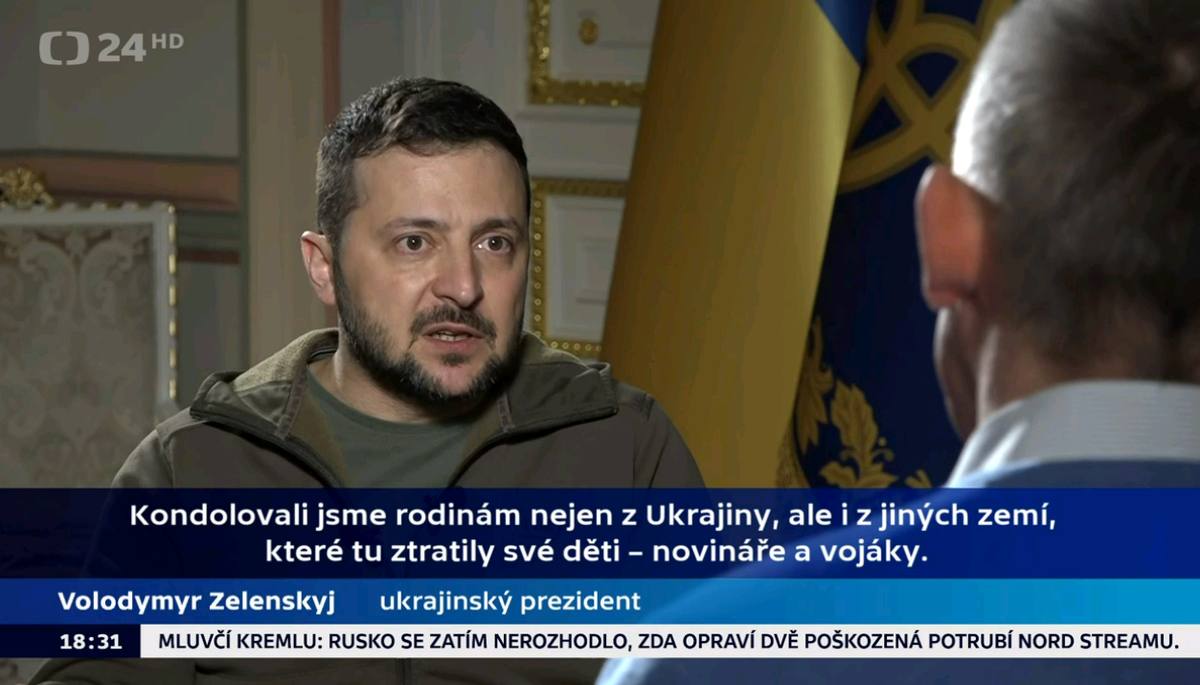 пан Зеленський в интервью чешскому телевидению
