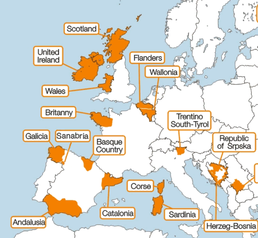 Карта сепаратизма в европе