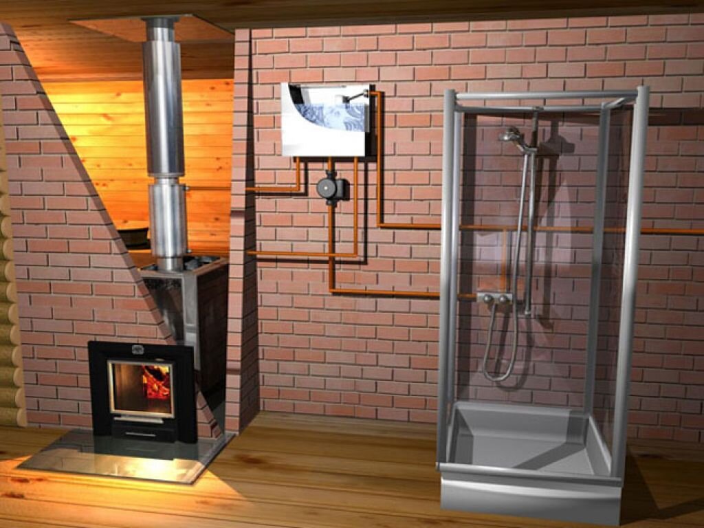 Навесной бак подсоединенный к регистру на трубе