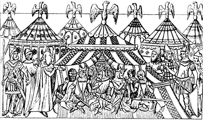 Испанский лагерь. По миниатюре из рукописи XIII в. Мадрид. 