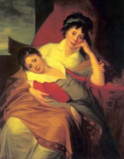 Жан Лоран Монье «Портрет Екатерины Федоровны Муравьевой рожд. баронессы Колокольцевой (1771-1848), с сыном Никитой Михайловичем (1795—1843)»