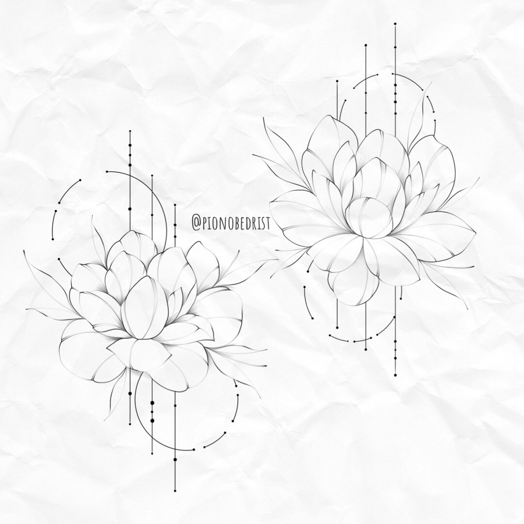 Тату эскизы с цветами и геометрией @pionobedrist