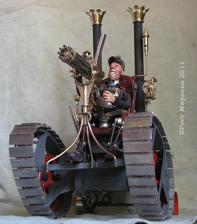 Блиндированное самоходное инвалидное кресло-каталка системы Блинова (БСИКК) вооружена модифицированной картечницей Горлова. Автор Ростислав Миронов.