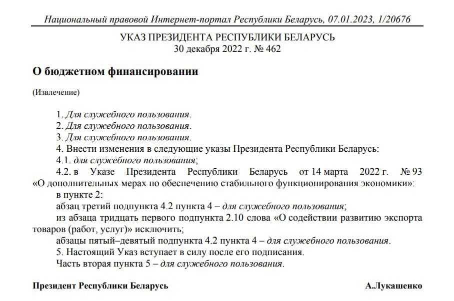У Лукашенко опубликовали указ со всеми засекреченными пунктами
