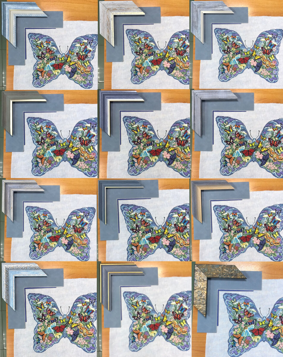 Варианты выбора багета для оформления вышивки