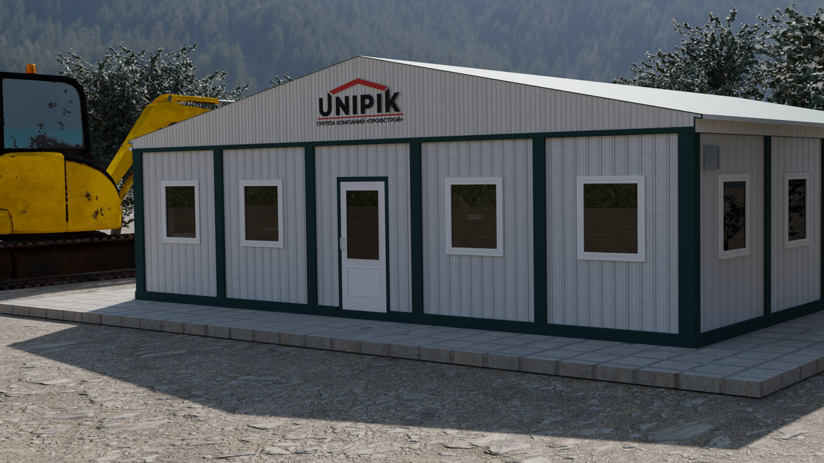 Модульная столовая Unipik вместимостью 50 человек - вид сбоку