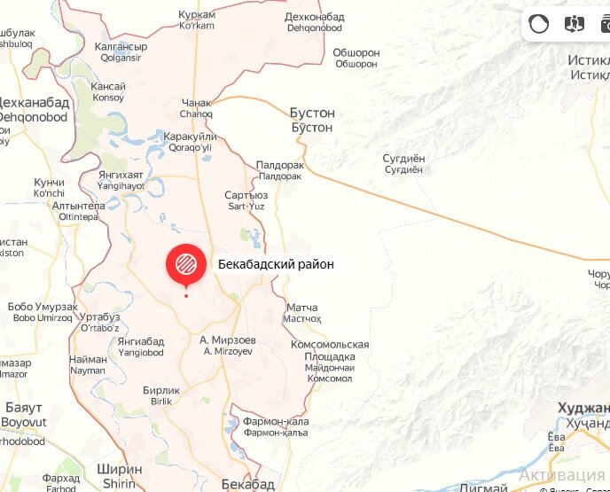 Бекабадский район на карте