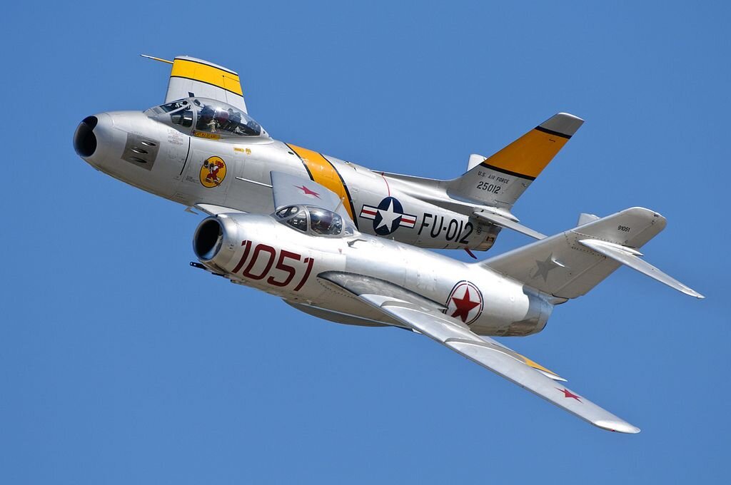 Миг-15 против F-86 (источник: https://clck.ru/33mjpD)
