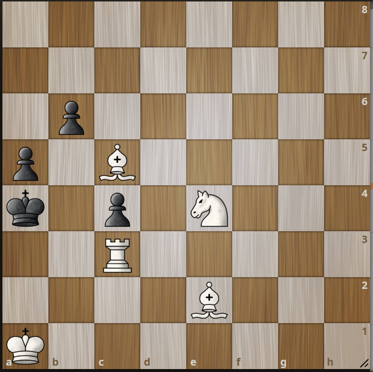мат в 2 хода, ход белых. Ключи: Active sacrifice Capture flight; Checking key; Double-check mate; Flight giving and taking key; Meredith; Model mate; No white pawns; Self-blocks; Twin stipulation