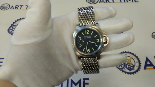 Марьяж механических часов Молния 3602 Panerai Marina Militare на стальном плетёном браслете