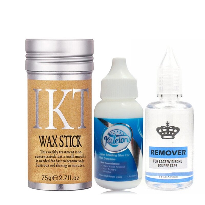 Клей для волосПроисхождение: Китай; Материал: katelon Lace Wig Adhesive liquid Glue and remover; Количество: 1; Тип товара: Прилипатели; Номер модели: 75g Hair Wax Stick +38ml 1.3oz bonding glue and 1 Oz 30 ml remover.