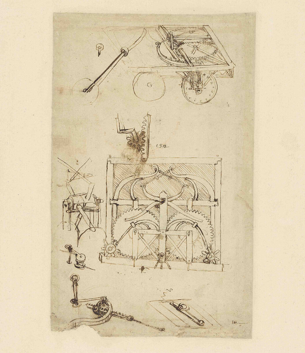 Проект самоходной тележки, Леонардо да Винчи, 1500 год