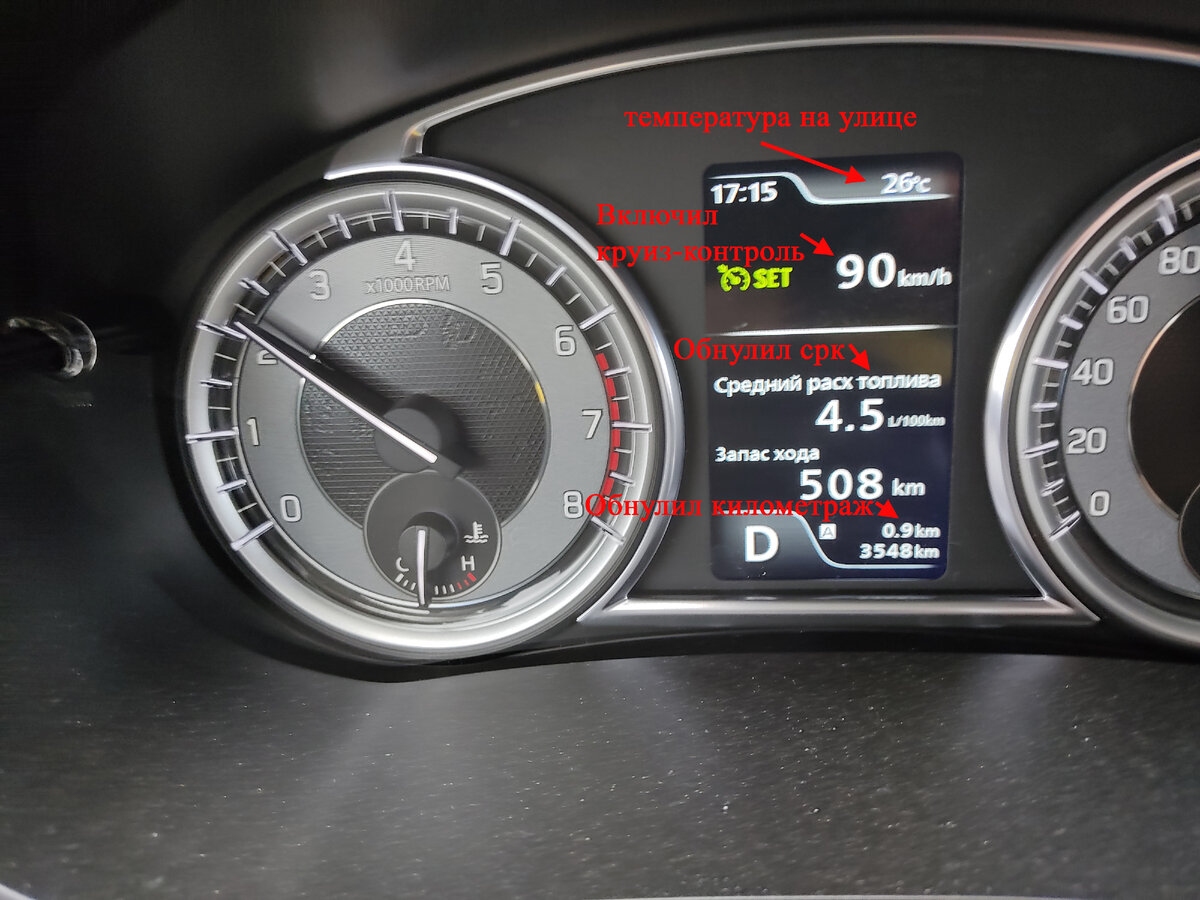 Средний расход топлива обнулён, но предварительная цифра появляется так быстро, что не успеваешь сфоткать.