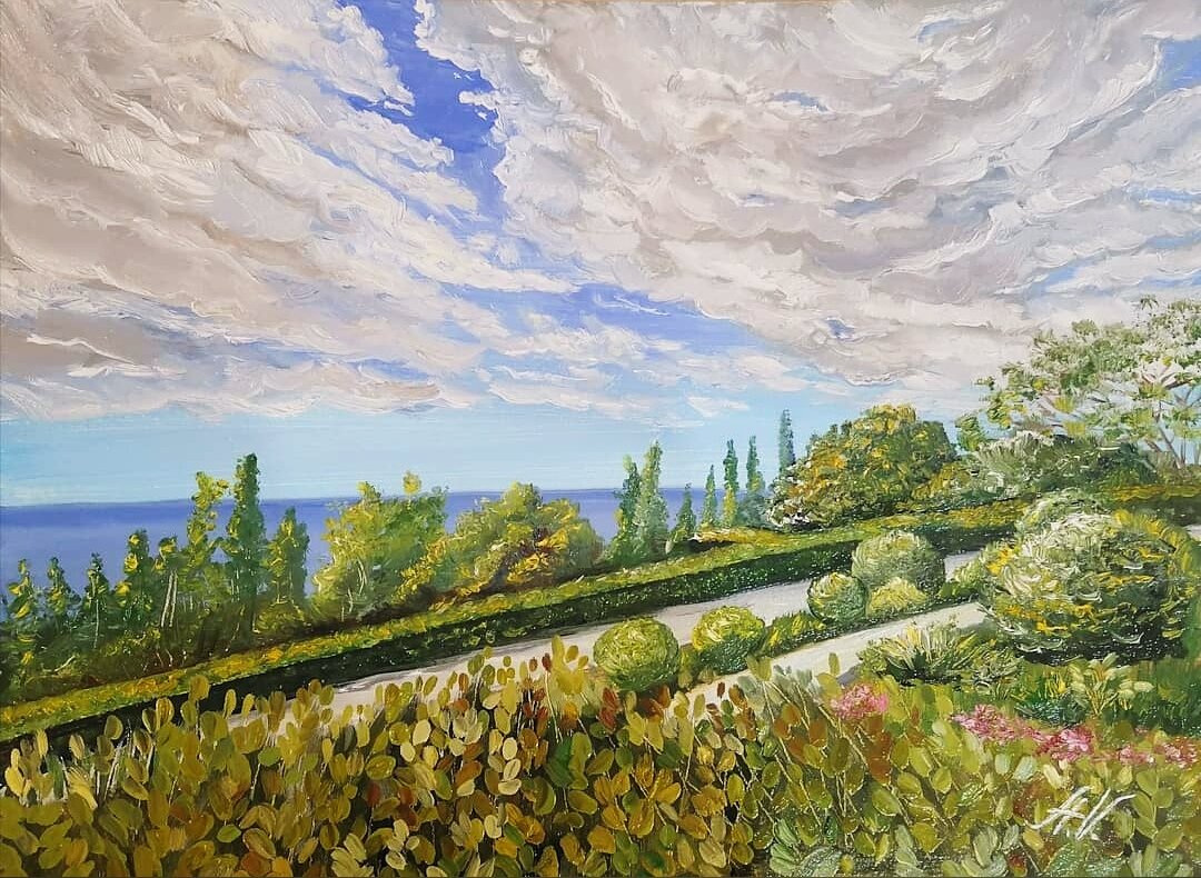"Алупка. Воронцовский замок. Грунтованный картон. 30*40. Масло. Не оформлена - 6000 руб. (возможна доставка почтой из Бурятии, доставка оплачивается отдельно). Картина принимала участие в Выставке, ее несколько раз показывали по телевизору.