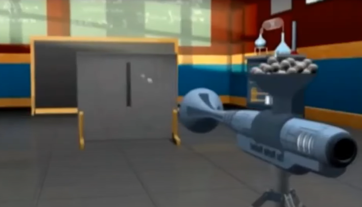 Стрельба твердыми шариками в щит с одной прорезью.