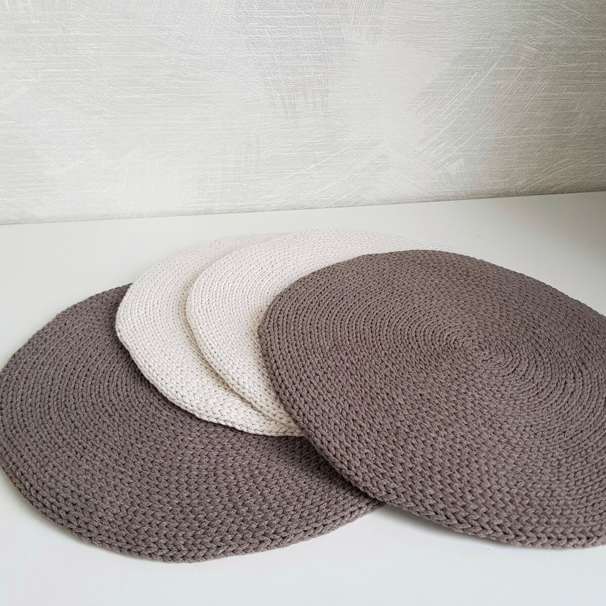 Сервировочные салфетки из хлопкового шнура 3мм, 100% хлопок. 