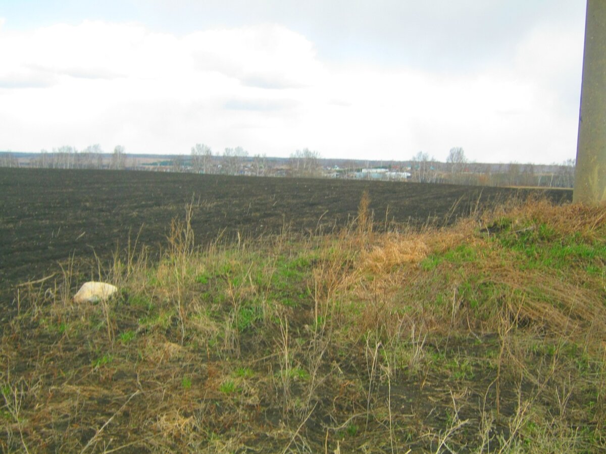 Камни у опоры линии электропередачи напротив деревни Ильинка