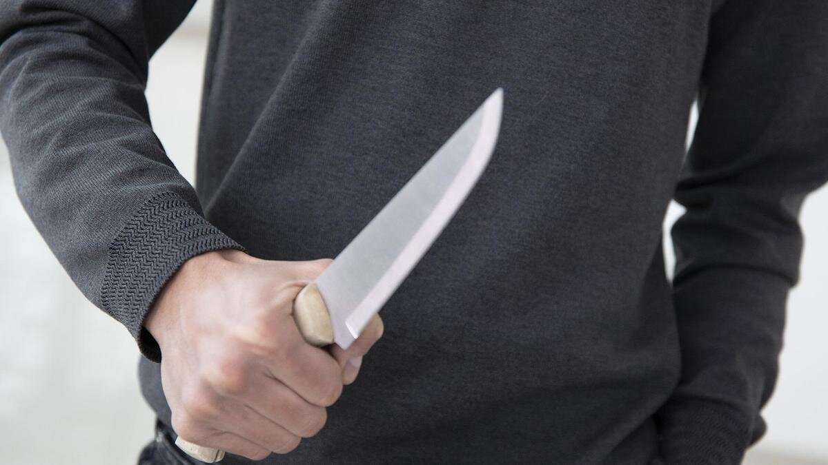    Мужчина держит в руке нож:NUR.KZ/Петр Карандашов