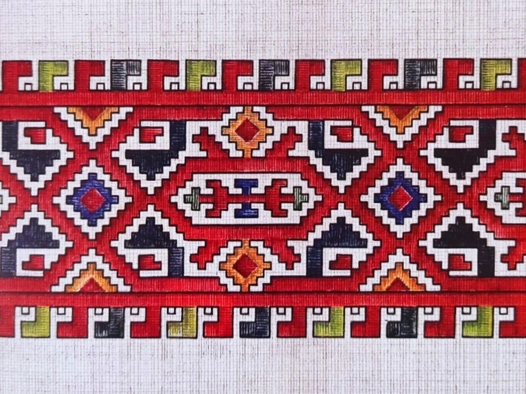 Узор платка жениха. XVIII в. Фрагмент.