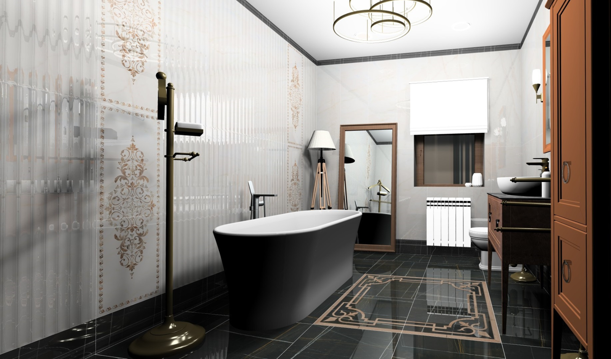  Оформление KERAMA MARAZZI / Керамическая плитка на стенах и полу из коллекции "Греппи"